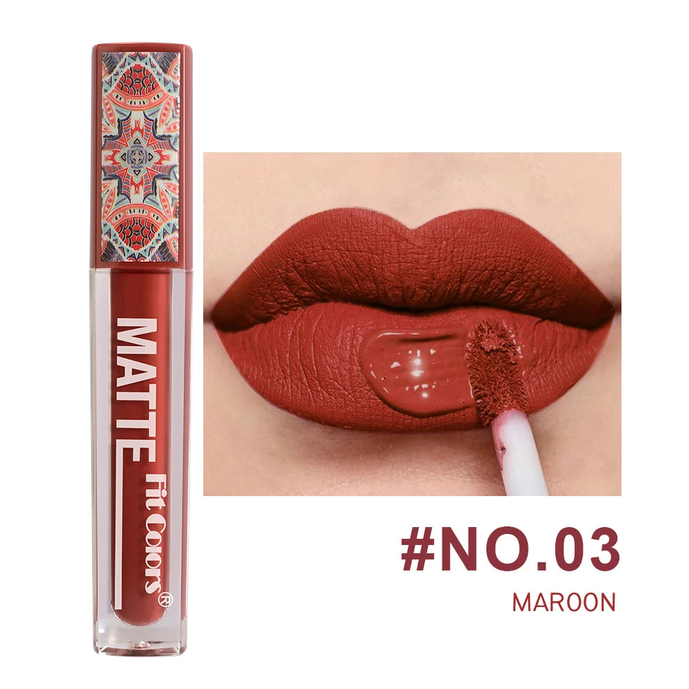 Fit Colors Matte Lip Gloss – Waterproof, Long-Lasting Velvet Lipstick