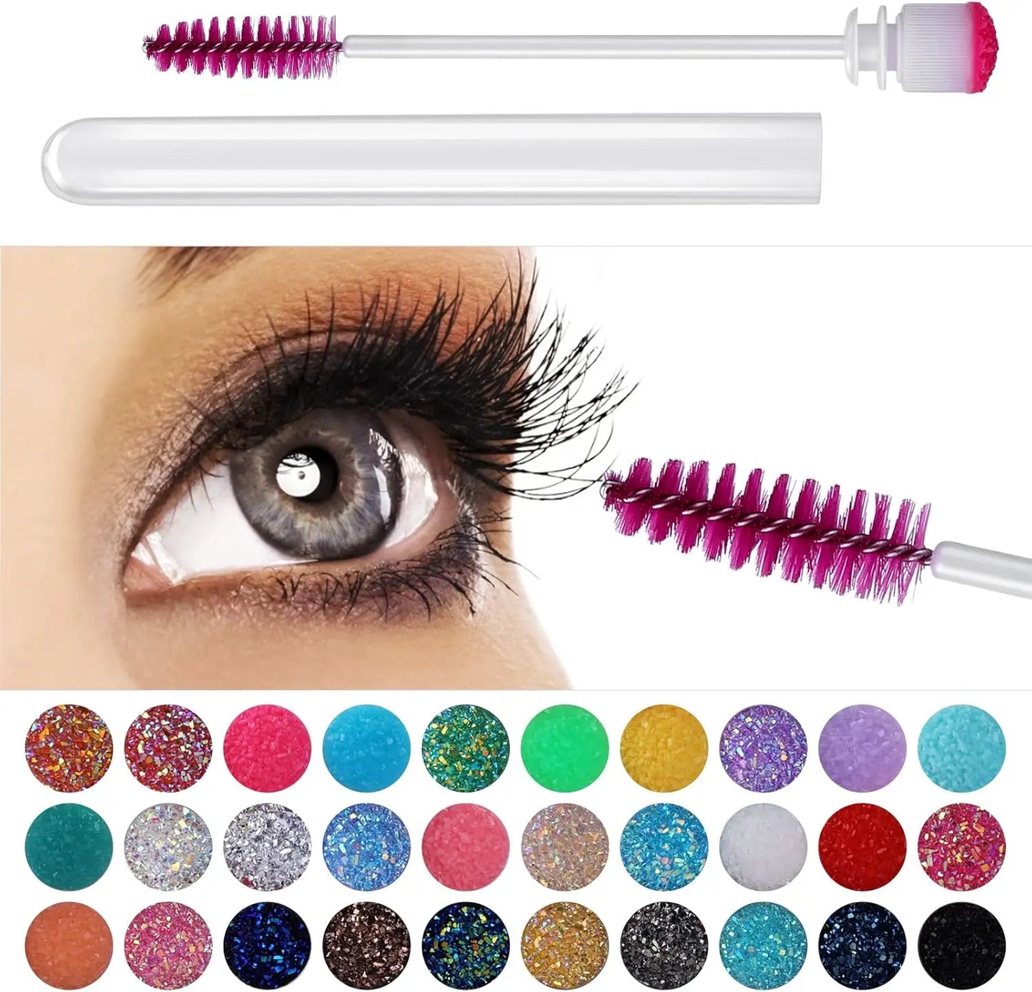 ZXZZS 50 Reusable Mascara Wands with Tubes – Lash & Brow Spoolie Set