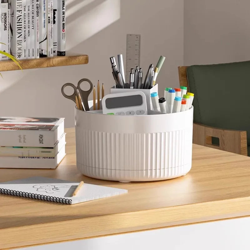 LuxuryGlow 360° Rotating Makeup Organizer Box — Desktop Cosmetic & Jewelry Holder