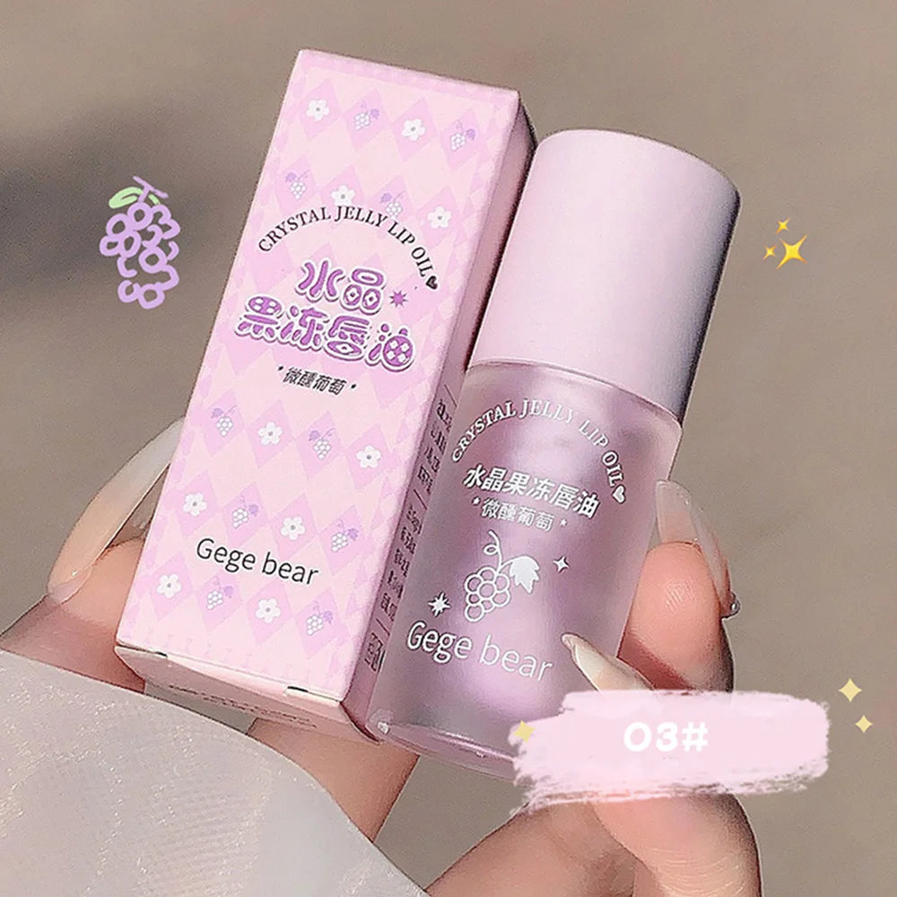 Aceite labial Crystal Jelly de Gege Bear: brillo hidratante de frutas para labios suaves y nutridos.