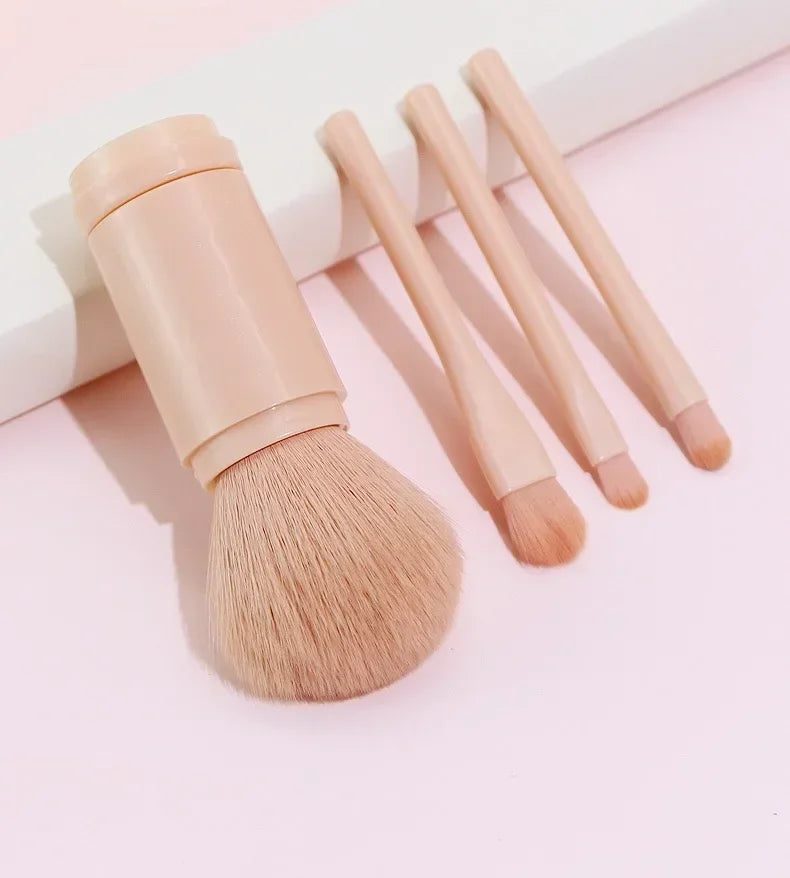 RUZOFO 4PCS 4-in-1 Telescopic Travel Makeup Brush Set – Compact & Portable