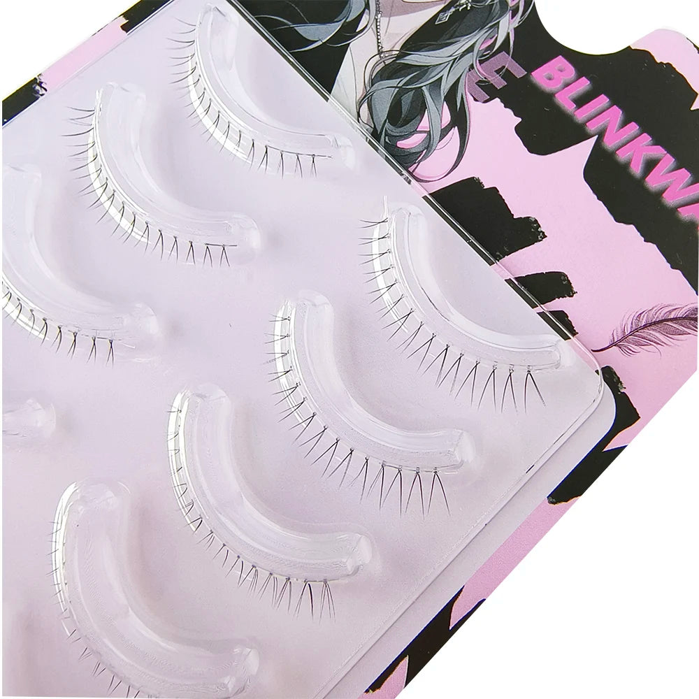 BLINKWAVE 5 Pairs Clear Band Lower False Eyelashes – Natural Manga Bottom Lashes