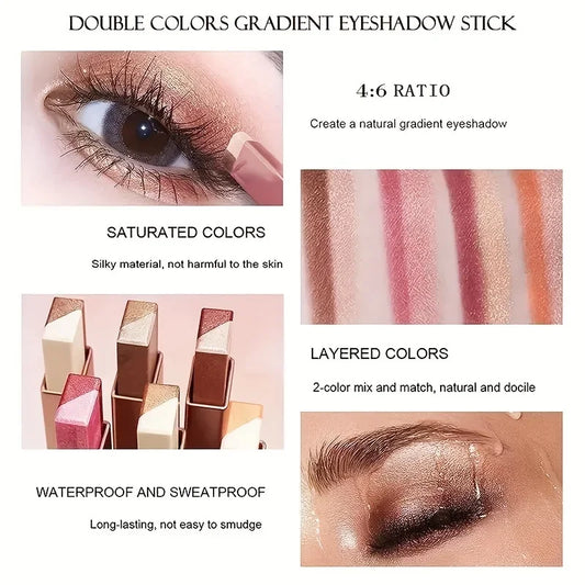 LANBENA Two-Color Gradient Eyeshadow Stick – Long-Lasting Waterproof Shimmer