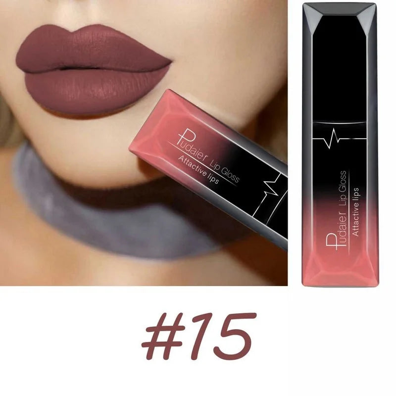 Lápiz labial líquido mate de larga duración LuxuryGlow de 17 colores: crema labial resistente a las manchas