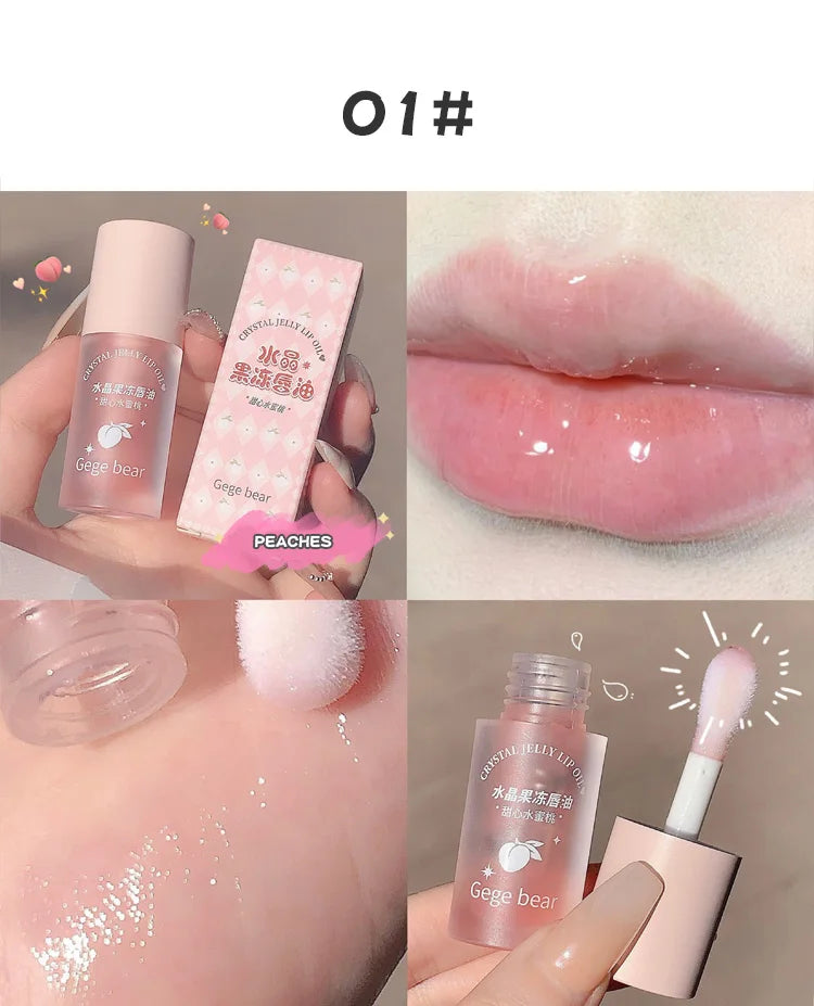 Aceite labial Crystal Jelly de Gege Bear: brillo hidratante de frutas para labios suaves y nutridos.