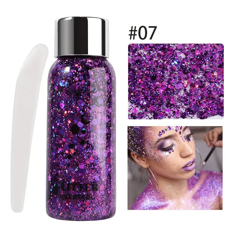 MAXFINE Full Body Glitter Gel – Long-Lasting Eye, Hair & Body Sparkle