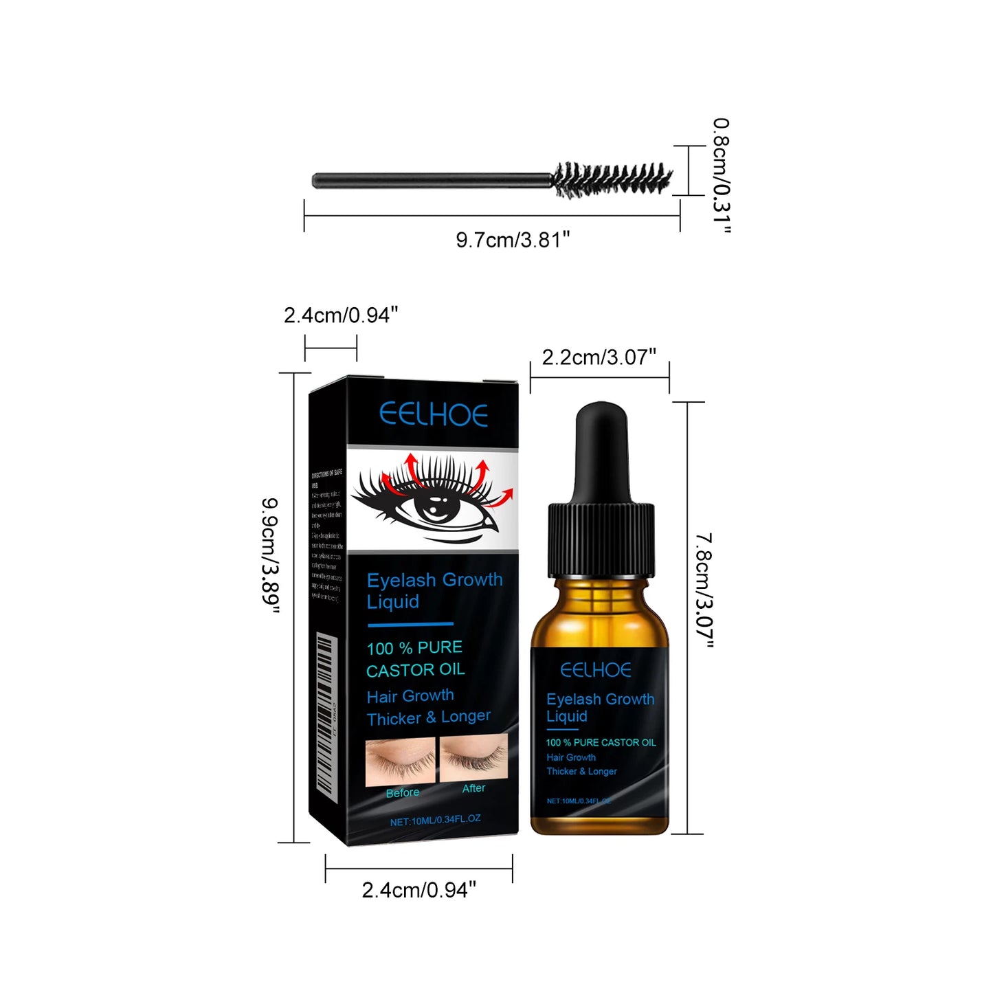 Eelhoe Natural Eyelash & Eyebrow Growth Serum – Thickening, Curling & Moisturizing