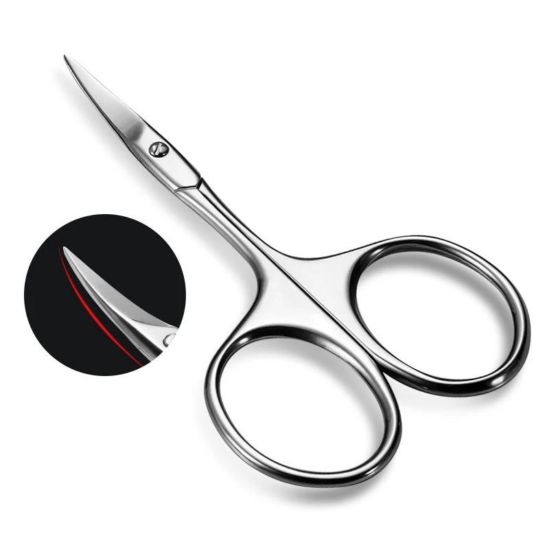 LuxuryGlow Precision Curved Eyebrow Scissors – Stainless Steel Grooming Tool