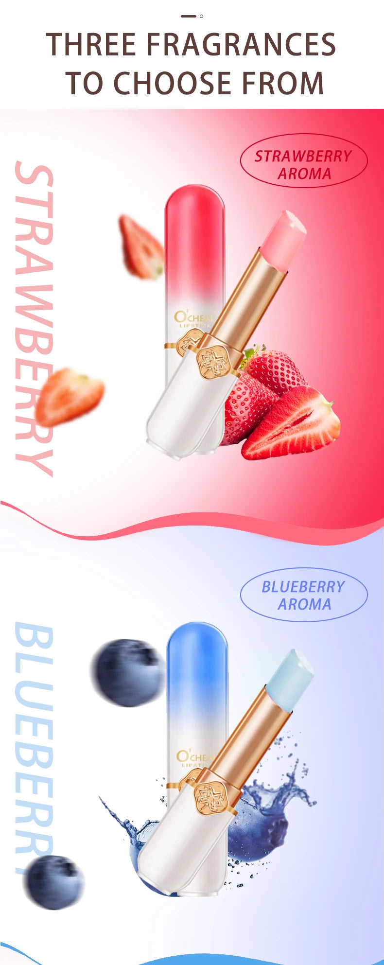 Bálsamo labial de frutas que cambia de color OCHEAL: duradero e hidratante