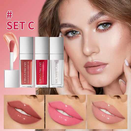 Hello Kiss Crystal Jelly Lip Oil Set – Tinted, Hydrating & Plumping Lip Gloss Combo