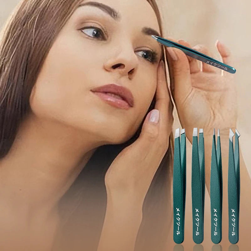 مجموعة ملاقط الحواجب الاحترافية من الفولاذ المقاوم للصدأ من LuxuryGlow - 2/4/6 قطع أدوات إزالة الشعر للعناية الدقيقة