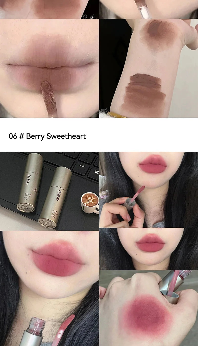 Mini brillo labial mate DIXI: acabado aterciopelado, tono latte, fácil de aplicar