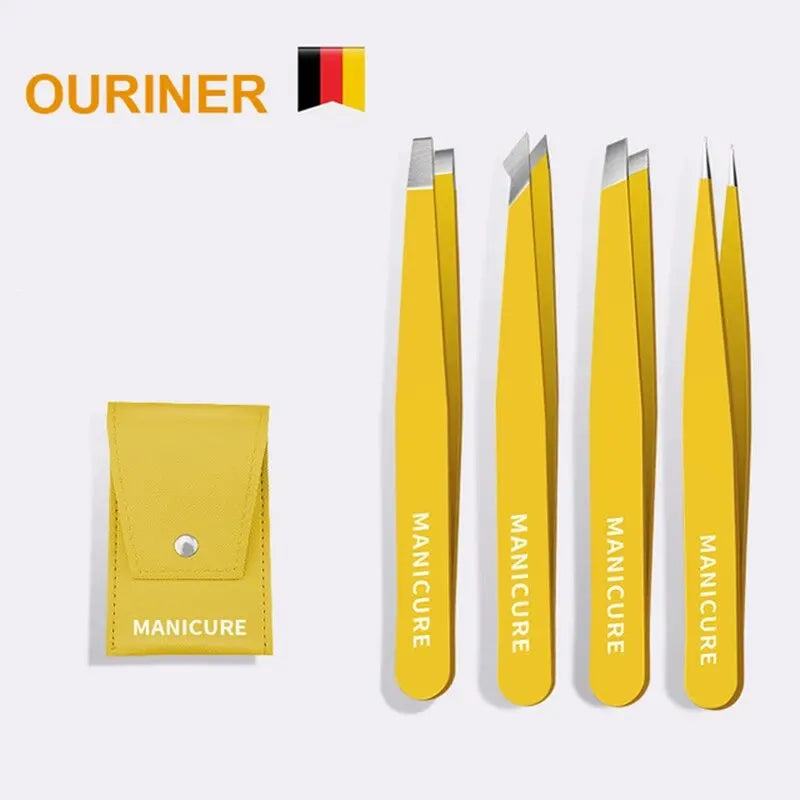 OURINER Colorful Stainless Steel Eyebrow Tweezer – Slanted Precision Hair Remover