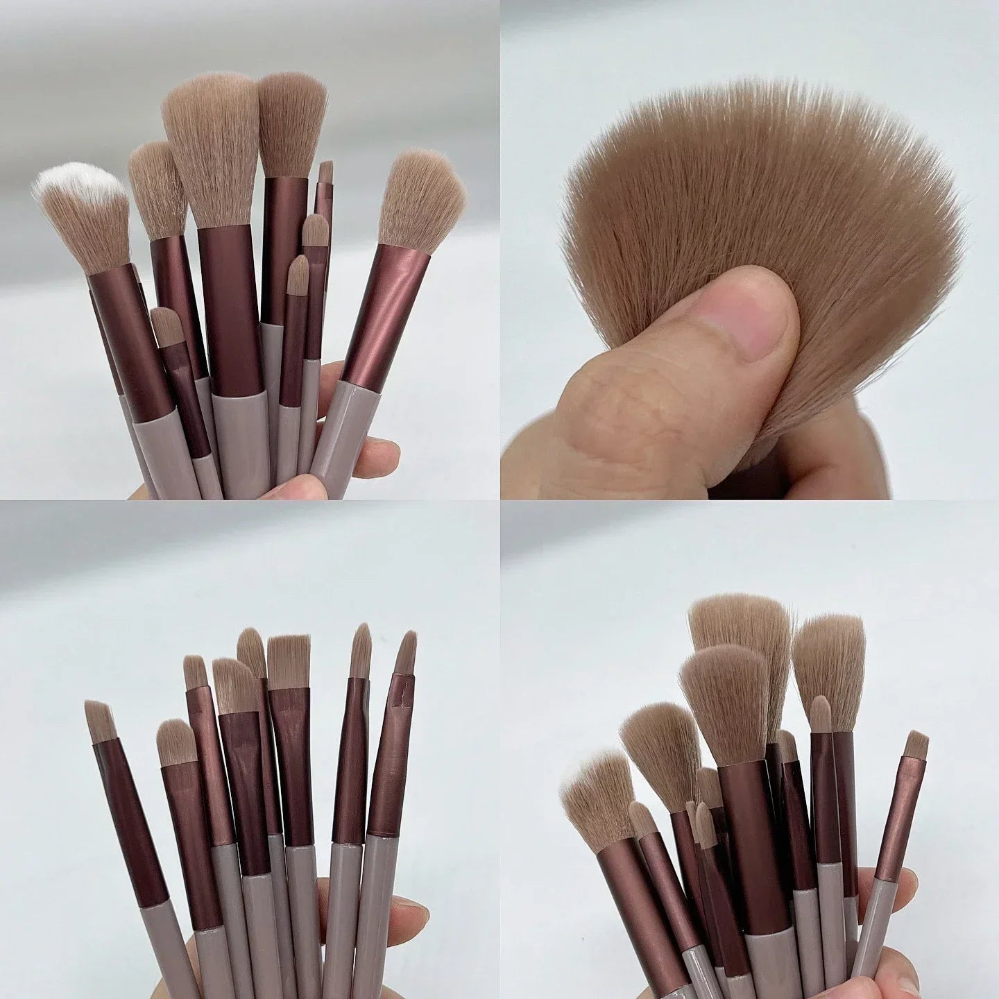 Juego de 13 brochas de maquillaje para mujer, para sombra de ojos, base, colorete, herramientas de maquillaje suaves, bolsa de belleza