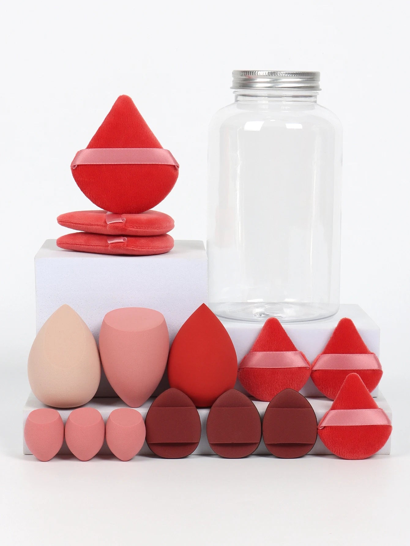 LuxuryGlow All-in-One Makeup Puff Set – 15 Pcs Assorted Beauty Blenders & Powder Puffs