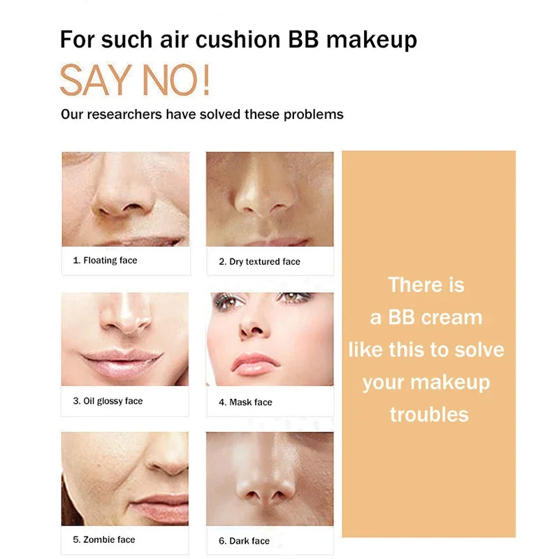 SAKSRAAR Air Cushion BB Cream: Base de maquillaje hidratante y resistente al agua con efecto mariposa | Ilumina, controla la grasa y corrector para todo tipo de piel