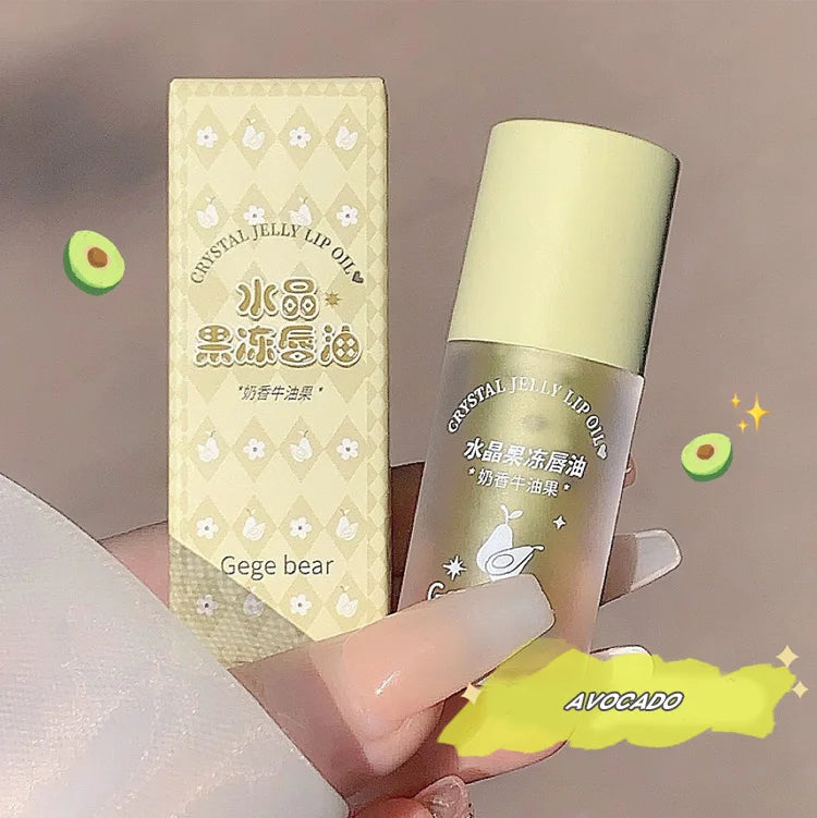 Aceite labial Crystal Jelly de Gege Bear: brillo hidratante de frutas para labios suaves y nutridos.
