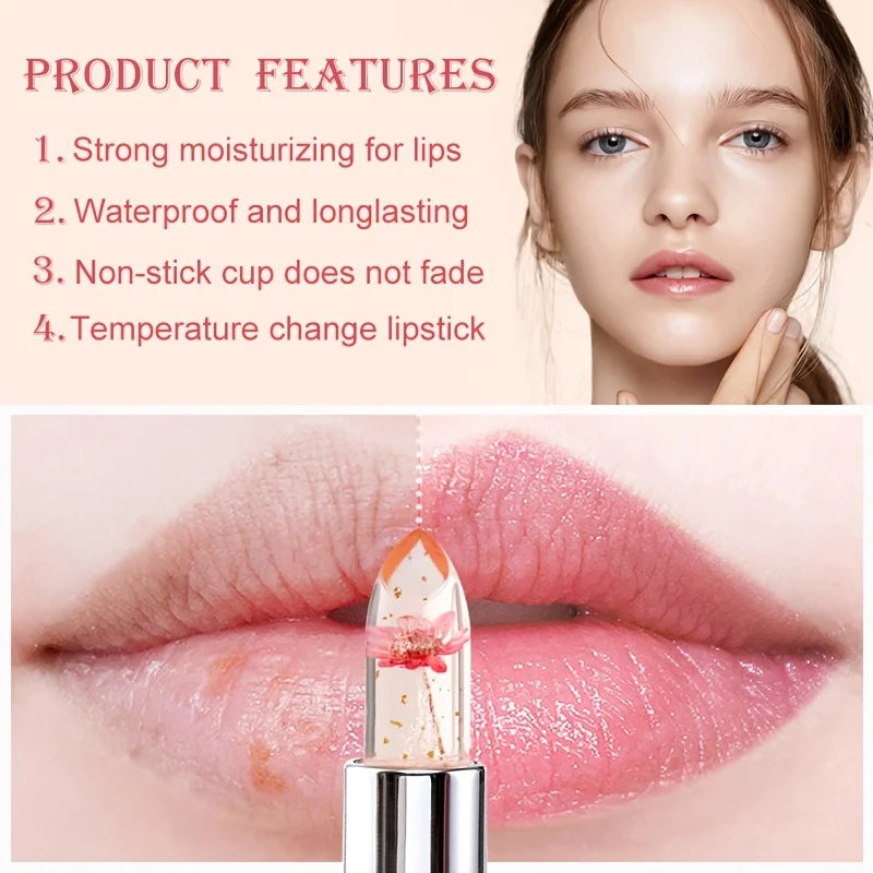 Set de labiales LuxuryGlow Flower Jelly: cambia de color, hidratante y de larga duración.