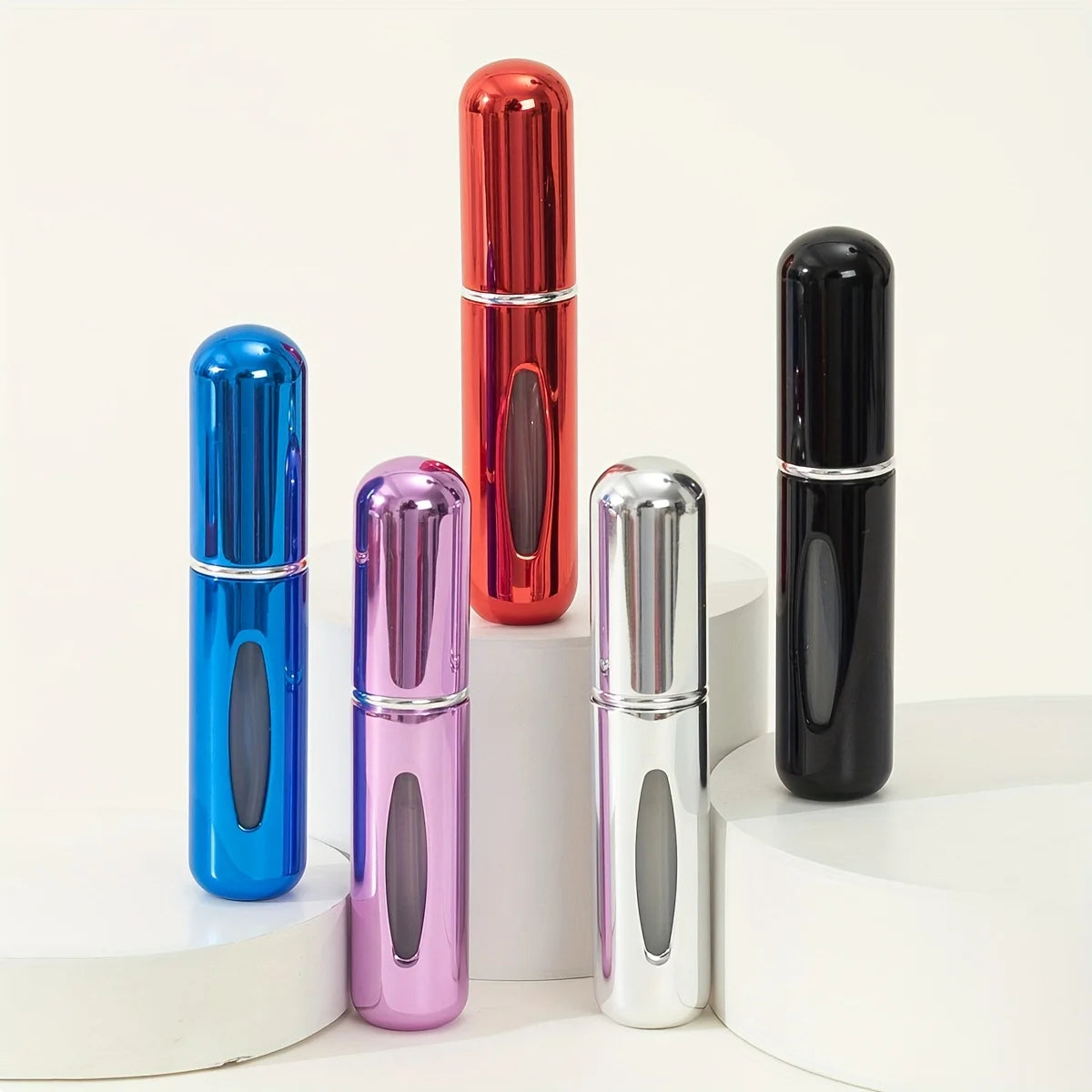 Botellas pulverizadoras de perfume portátiles LuxuryGlow (paquete de 5): atomizadores de viaje recargables para uso diario