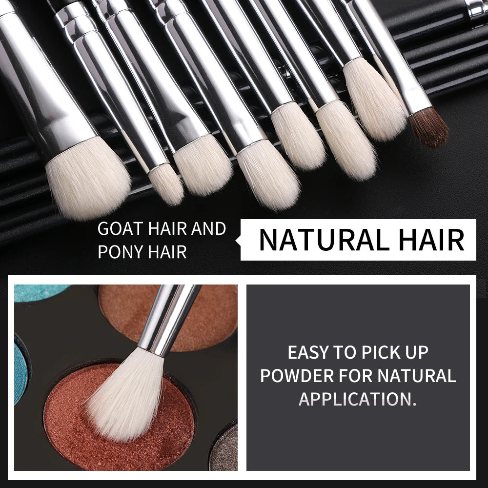 BEILI 30pcs Black Makeup Brush Set – Goat Hair & Synthetic Professional Kit C60