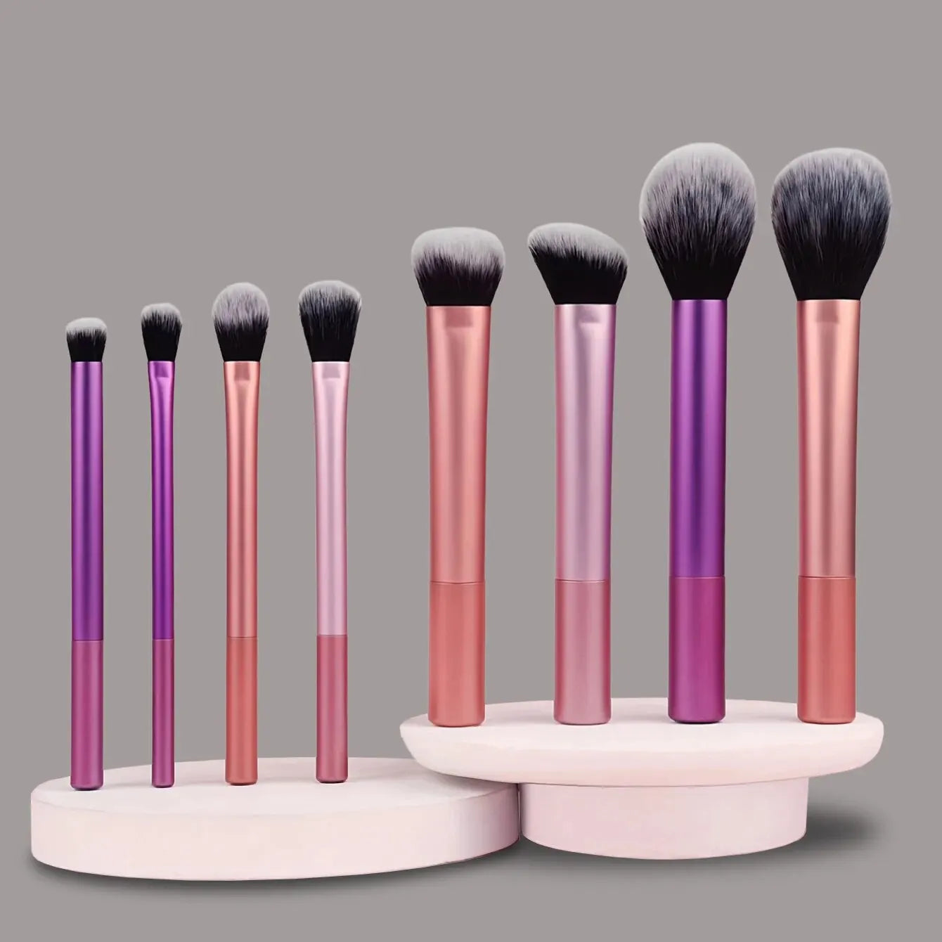 LuxuryGlow 8Pcs Candy Color Professional Makeup Brush Set — Soft, Fluffy, All-in-One Blending Kit