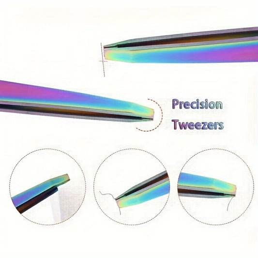 OLOEY Colorful Stainless Steel Eyebrow Tweezers – Precision Plucking & Brow Shaping Tool