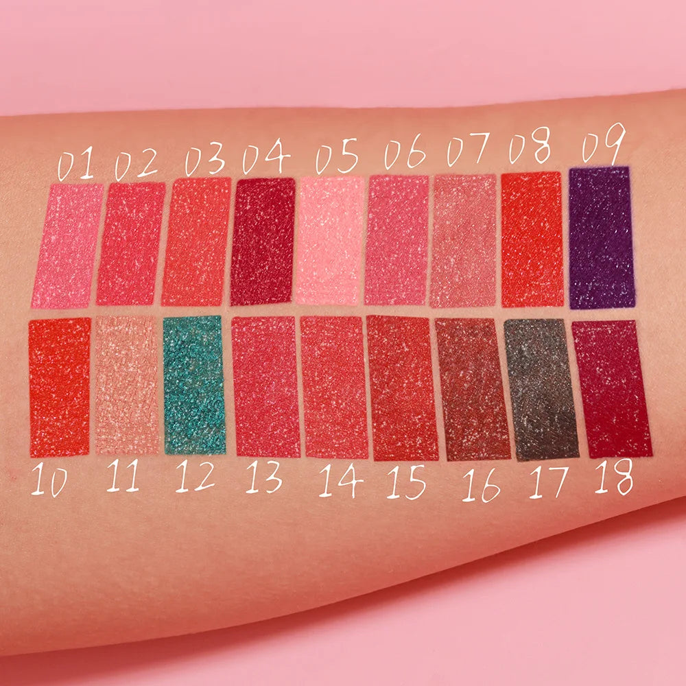DUNUF Waterproof Pearlescent Lipstick – Long-Lasting Shimmer Lip Gloss for Daily & Stage Makeup