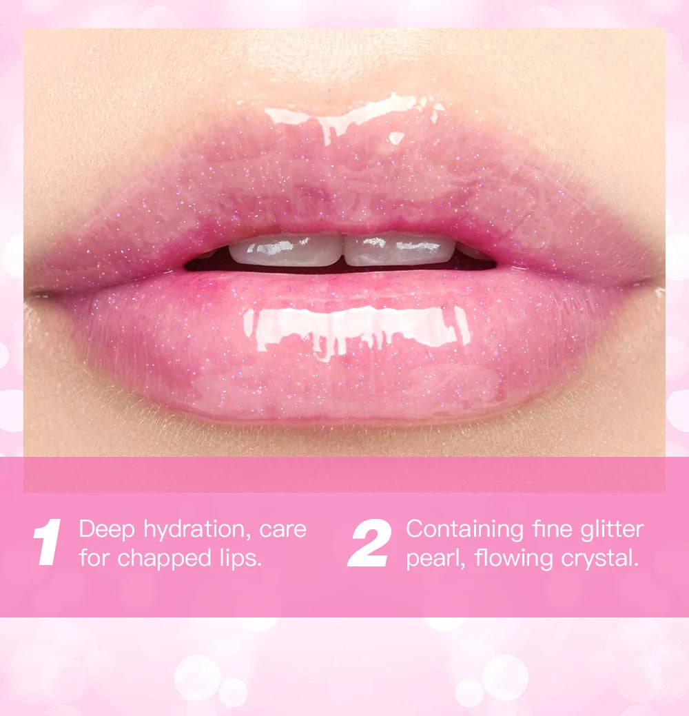 Lápiz labial con brillo que cambia de color QIBEST: bálsamo labial hidratante de gelatina cristalina con brillo y efecto voluminizador.