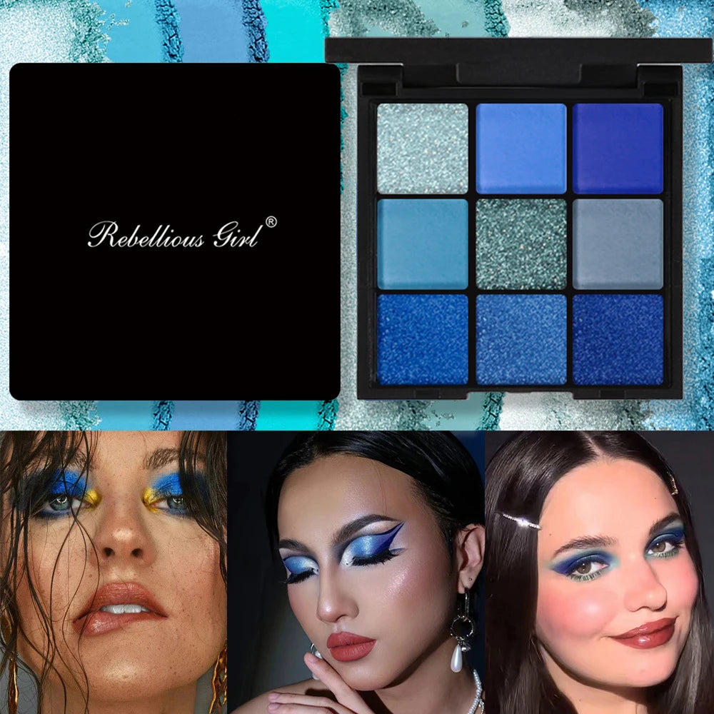 لوحة ظلال العيون LuxuryGlow بـ 9 ألوان - غير لامعة، لامعة، لامعة، درجات اللون الأحمر والبنفسجي