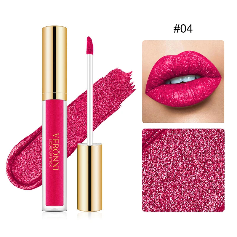 Set de labiales líquidos con purpurina LuxuryGlow de 15 colores: brillo labial duradero, resistente al agua y brillante.