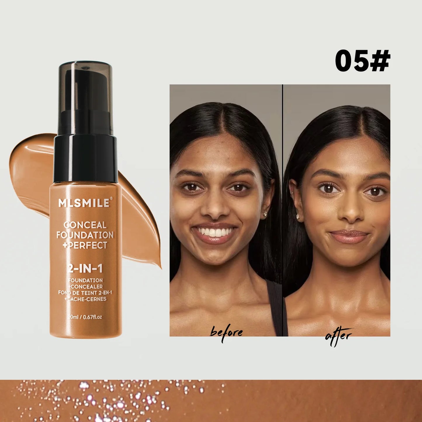 Base de maquillaje en polvo de 6 colores MLSMILE: resistente al agua, de larga duración y con control de grasa.