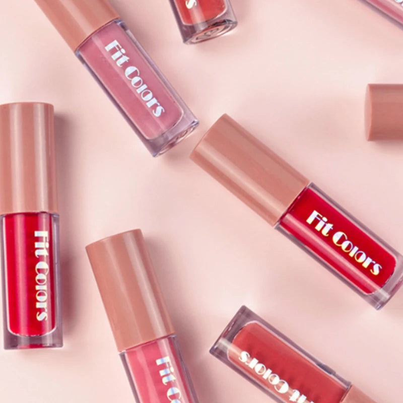 Set de brillo labial LuxuryGlow Fit Colors Velvet: 4 piezas de brillo labial duradero y resistente a las manchas con acabado diamante.