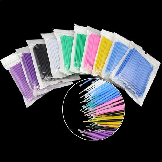 JPNPL MJ 100PCS Eyelash Micro Brushes – Cotton Swabs for Lash Extension Cleaning
