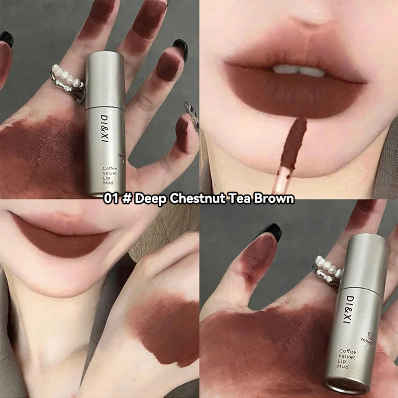 Mini brillo labial mate DIXI: acabado aterciopelado, tono latte, fácil de aplicar