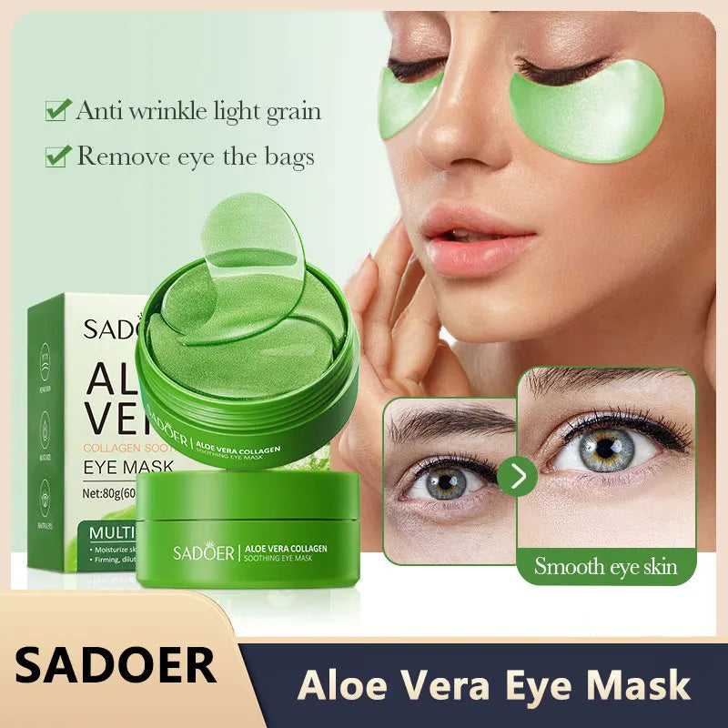 SADOER Collagen & Aloe Vera Eye Mask – 60 Pcs for Dark Circles, Puffy Eyes & Skin Firming