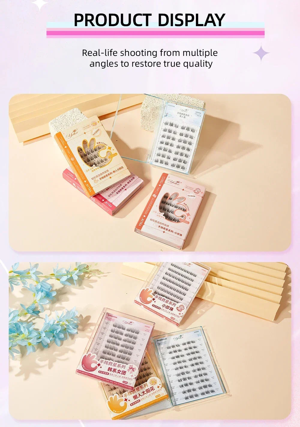 Yelix Fairy Glue-Free Reusable False Eyelashes – Easy DIY Segmented Lashes for Natural Look