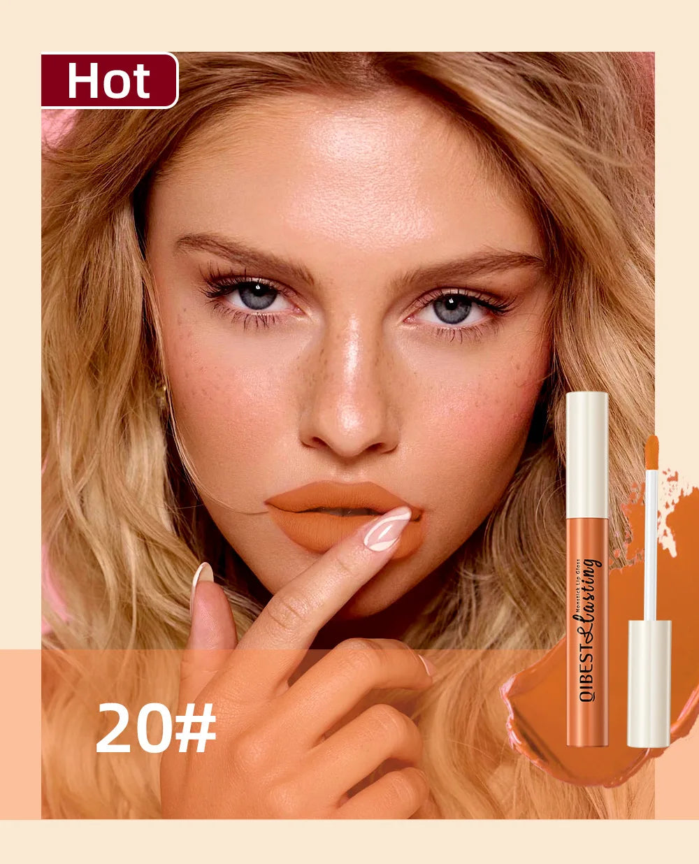 Labial líquido mate QiBest: duradero, resistente a las manchas y con acabado aterciopelado.