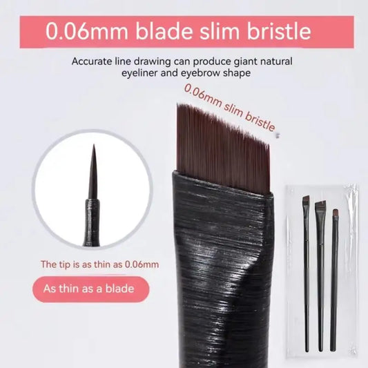 LuxuryGlow - Juego de 3 brochas para delineador de ojos y cejas - Herramientas de precisión de fibra suave