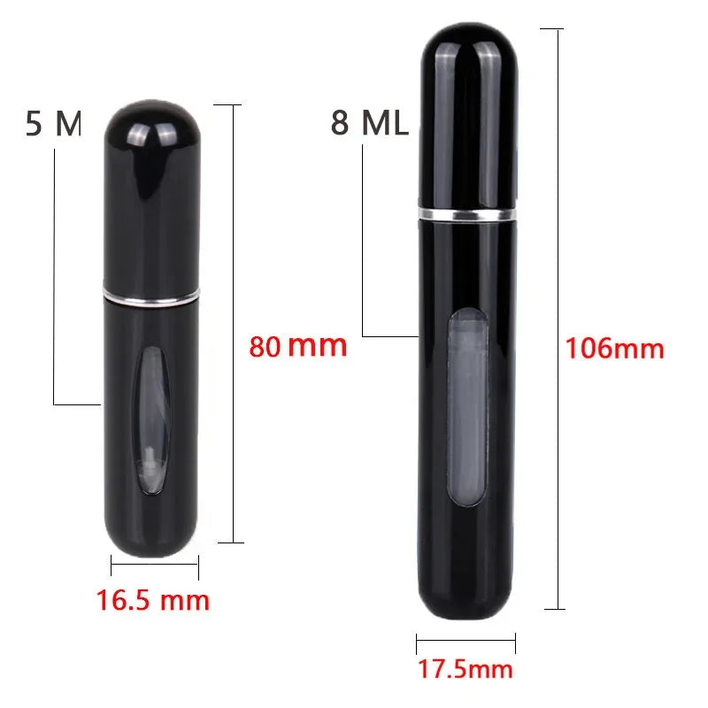 Atomizador de perfume portátil LuxuryGlow de 5 ml/8 ml: botella de viaje recargable con pulverizador para fragancias y alcohol