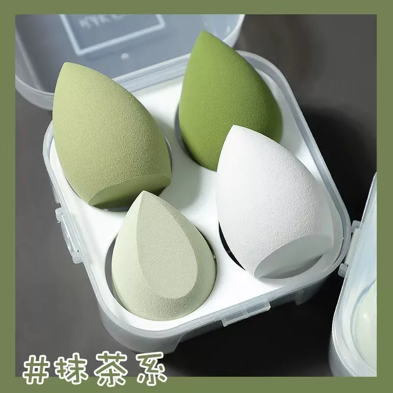 Juego de 7 esponjas de maquillaje con degradado LuxuryGlow con caja de cartón para guardar huevos: suaves y reutilizables.
