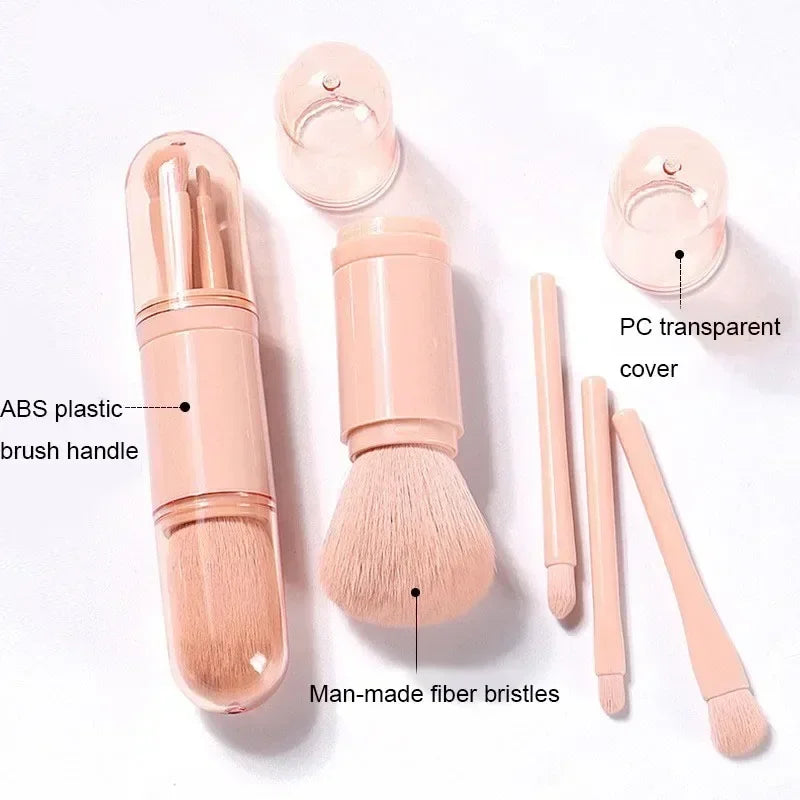 RUZOFO 4PCS 4-in-1 Telescopic Travel Makeup Brush Set – Compact & Portable