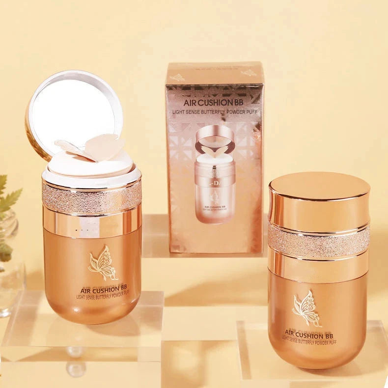 SAKSRAAR Air Cushion BB Cream: Base de maquillaje hidratante y resistente al agua con efecto mariposa | Ilumina, controla la grasa y corrector para todo tipo de piel