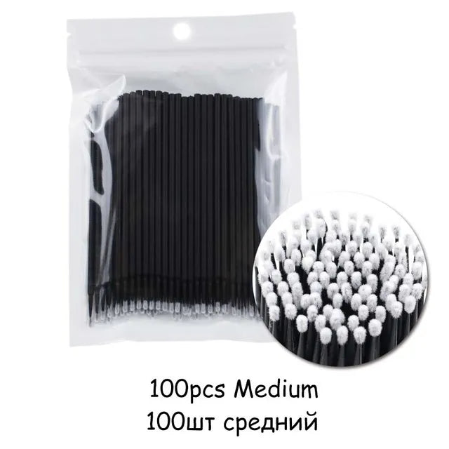 AILYRISS 100PCS Disposable Micro Eyelash Brushes – Precision Applicators for Lash Extensions & Removal