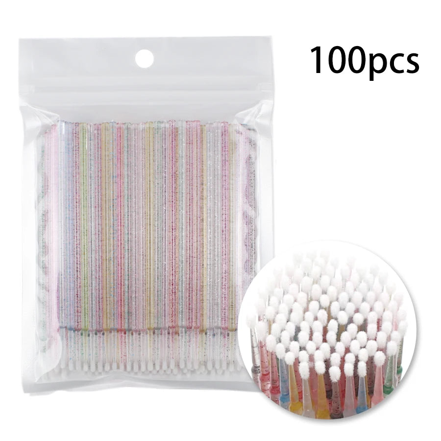 AILYRISS 100PCS Disposable Micro Eyelash Brushes – Precision Applicators for Lash Extensions & Removal