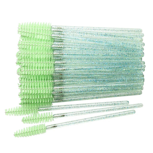 myaokue-up 50 Pcs Disposable Crystal Lash Wands – Eyelash Extension & Mascara Applicator Brushes