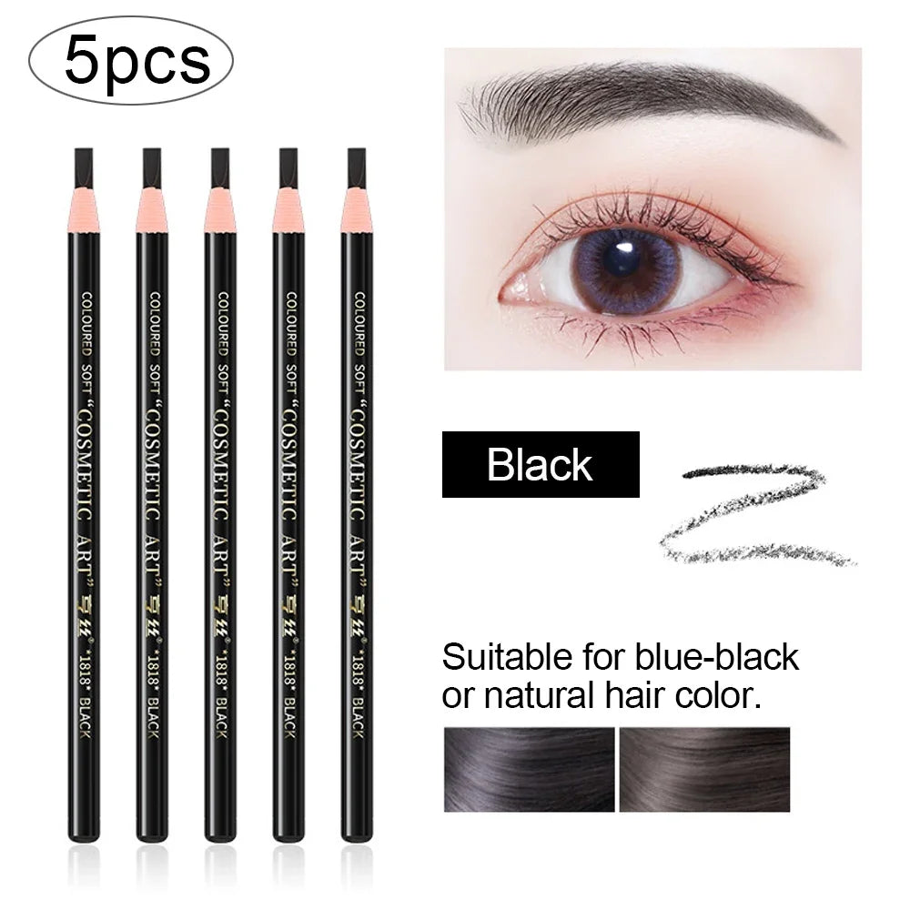LuxuryGlow 5pcs Professional Microblading Eyebrow Pencil Set — Waterproof & Long-Lasting