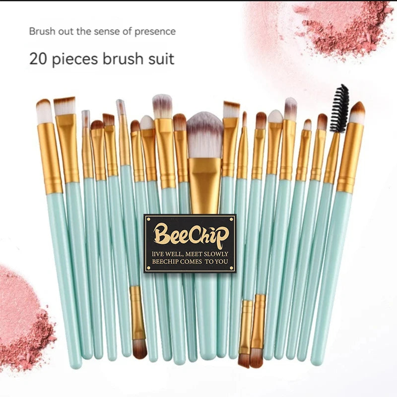 BeeChip 20 PCS Professional Makeup Brush Set – Soft Synthetic Brushes for Face & Eyes