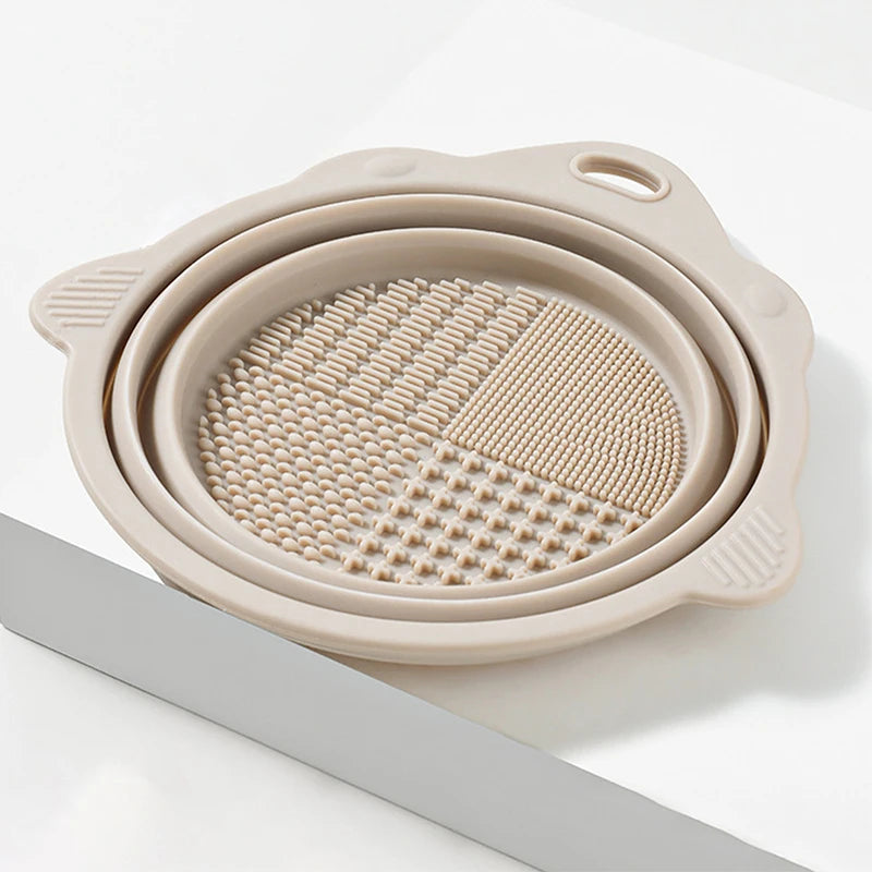 SALON FASHION Makeup Brush Cleaner Set – Silicone Cleaning Bowl & Brush Holder