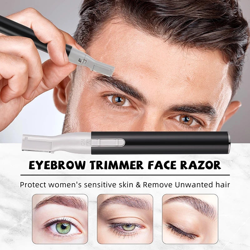 LuxuryGlow Electric Eyebrow Trimmer – Mini Facial Hair Remover for Face, Neck & Body