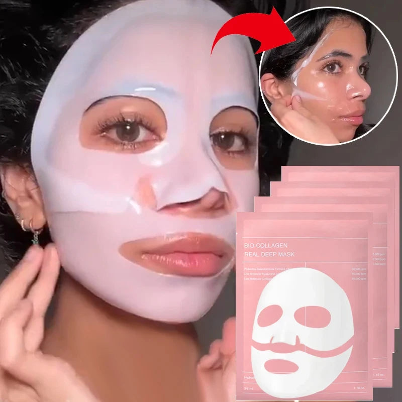 LuxuryGlow Bio Collagen Face Mask – Deep Hydrating & Brightening Overnight Skincare (1/5/10/20 PCS)